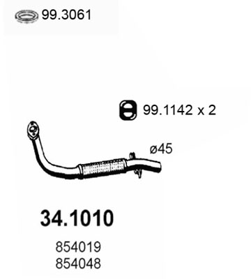 Tubo gas scarico ASSO 34.1010