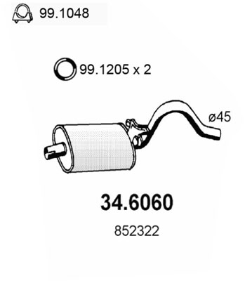 Silenziatore centrale ASSO 34.6060