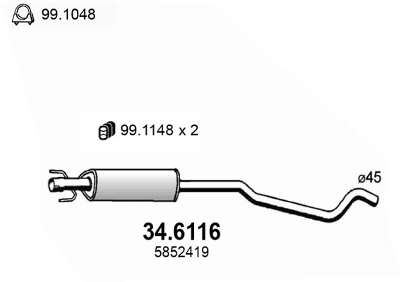 Silenziatore centrale ASSO 34.6116
