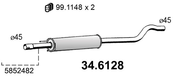 Silenziatore centrale ASSO 34.6128
