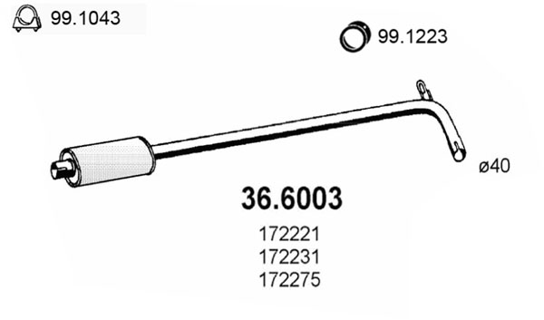 Silenziatore centrale ASSO 36.6003