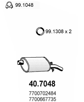 Silenziatore posteriore ASSO 40.7048