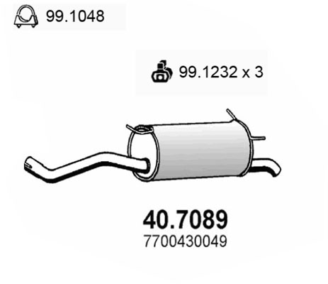 Silenziatore posteriore ASSO 40.7089