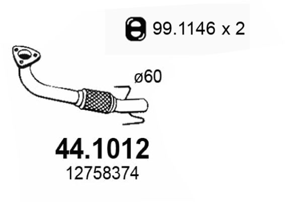 Tubo gas scarico ASSO 44.1012