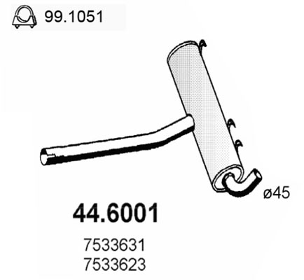 Silenziatore centrale ASSO 44.6001