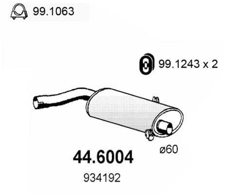 Silenziatore centrale ASSO 44.6004