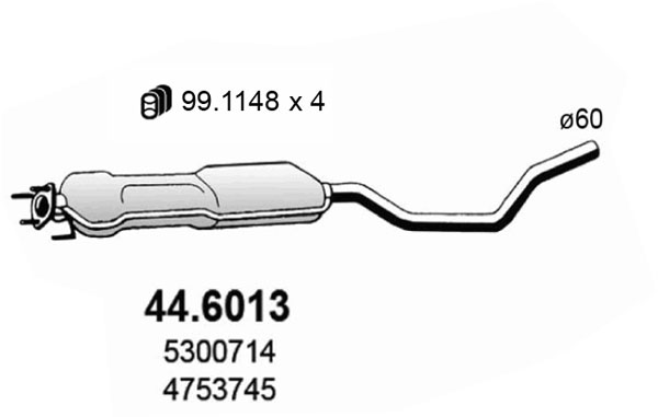 Silenziatore centrale ASSO 44.6013