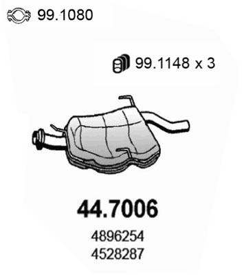 Silenziatore posteriore ASSO 44.7006