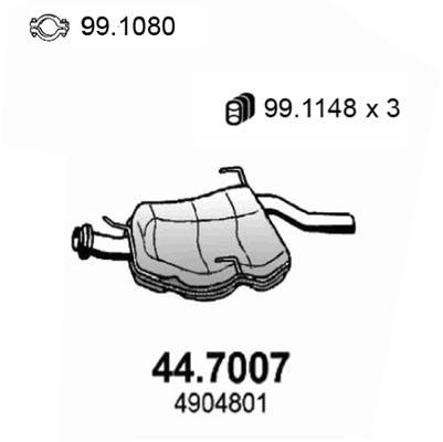 Silenziatore posteriore ASSO 44.7007