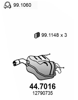Silenziatore posteriore ASSO 44.7016