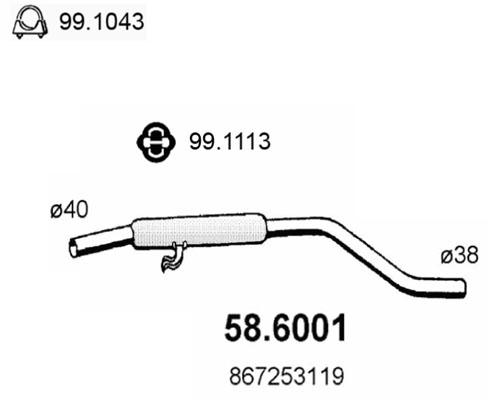 Silenziatore centrale ASSO 58.6001