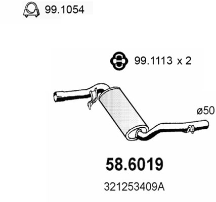 Silenziatore centrale ASSO 58.6019
