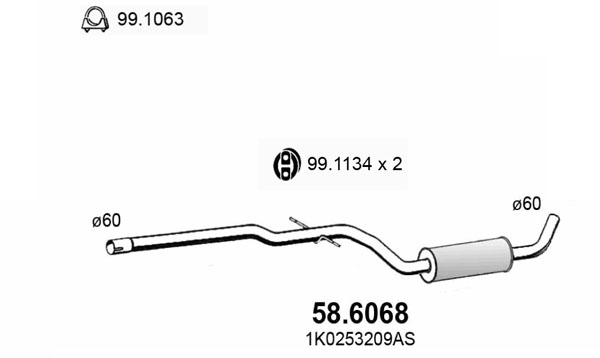 Silenziatore centrale ASSO 58.6068