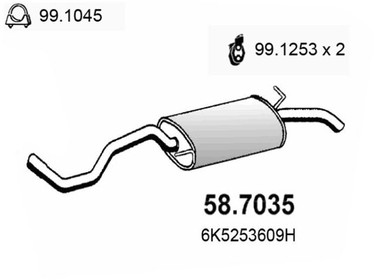 MARMITTA SILENZIATORE POSTERIORE PER VOLKSWAGEN POLO 1.4i 12/1995