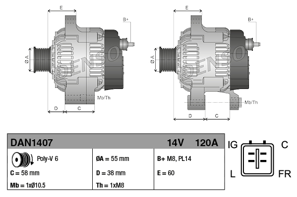 Alternatore DENSO DAN1407