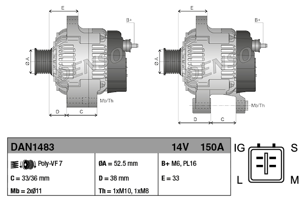 Alternatore DENSO DAN1483