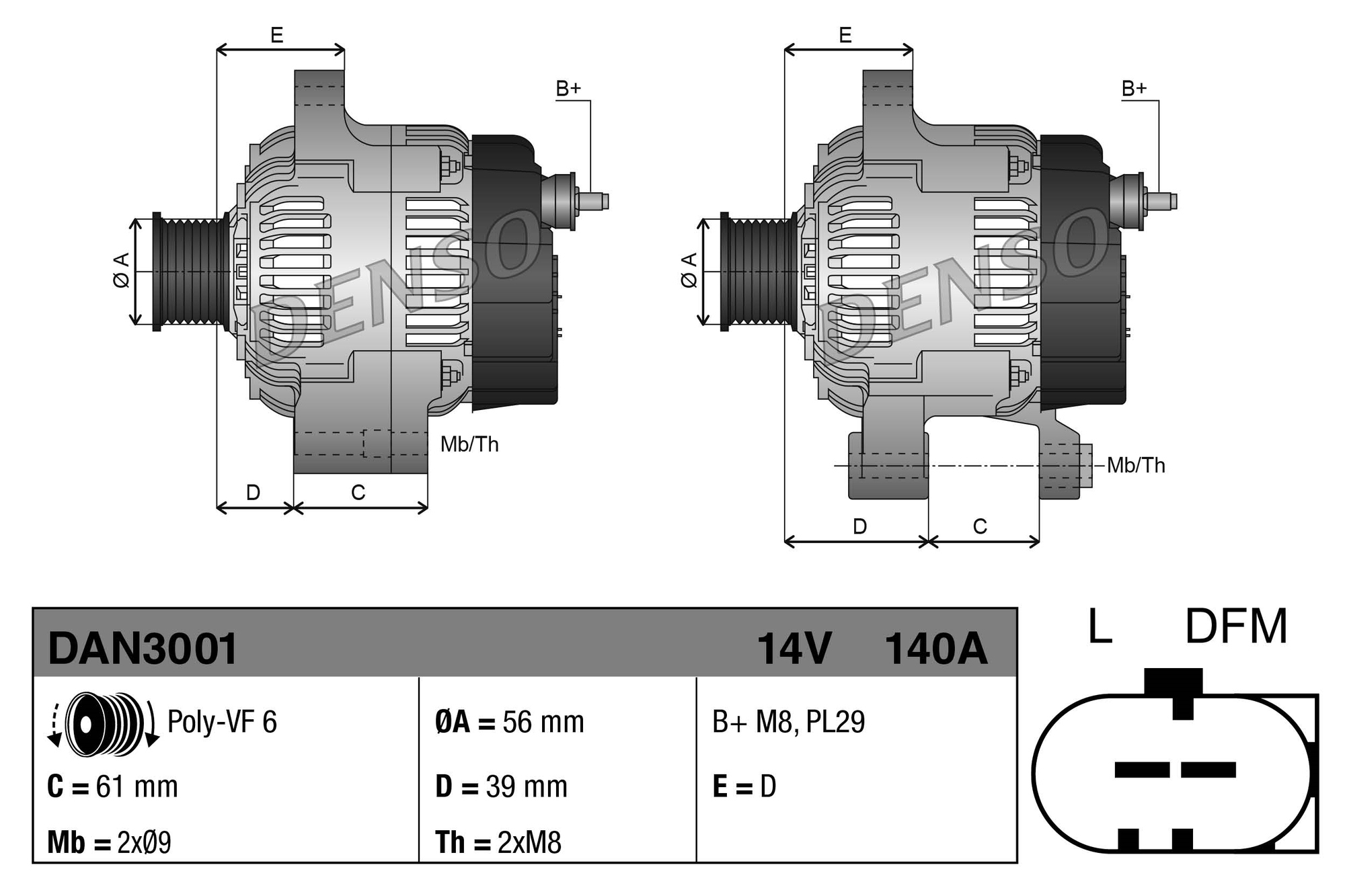 Alternatore DENSO DAN3001