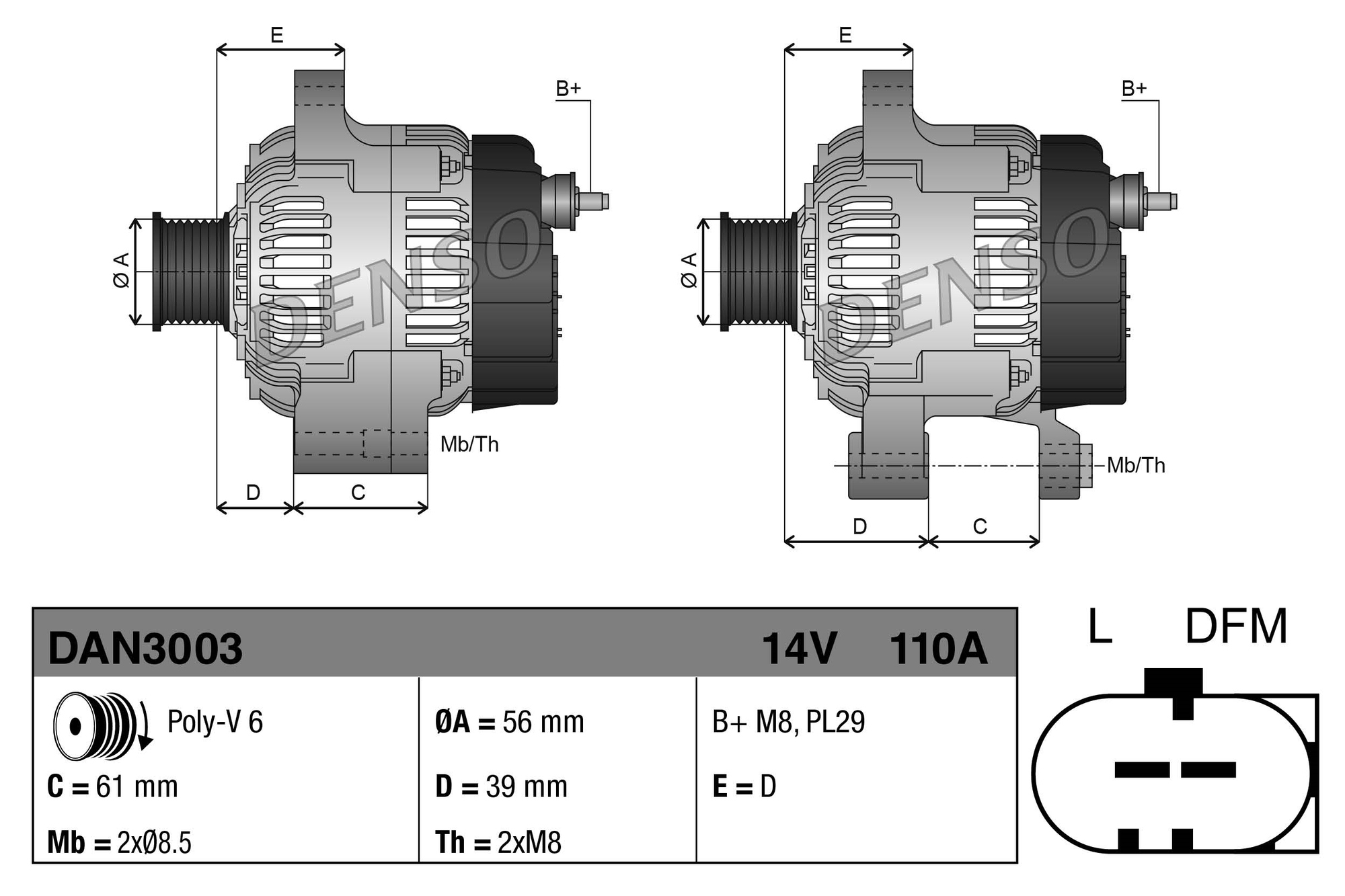 Alternatore DENSO DAN3003