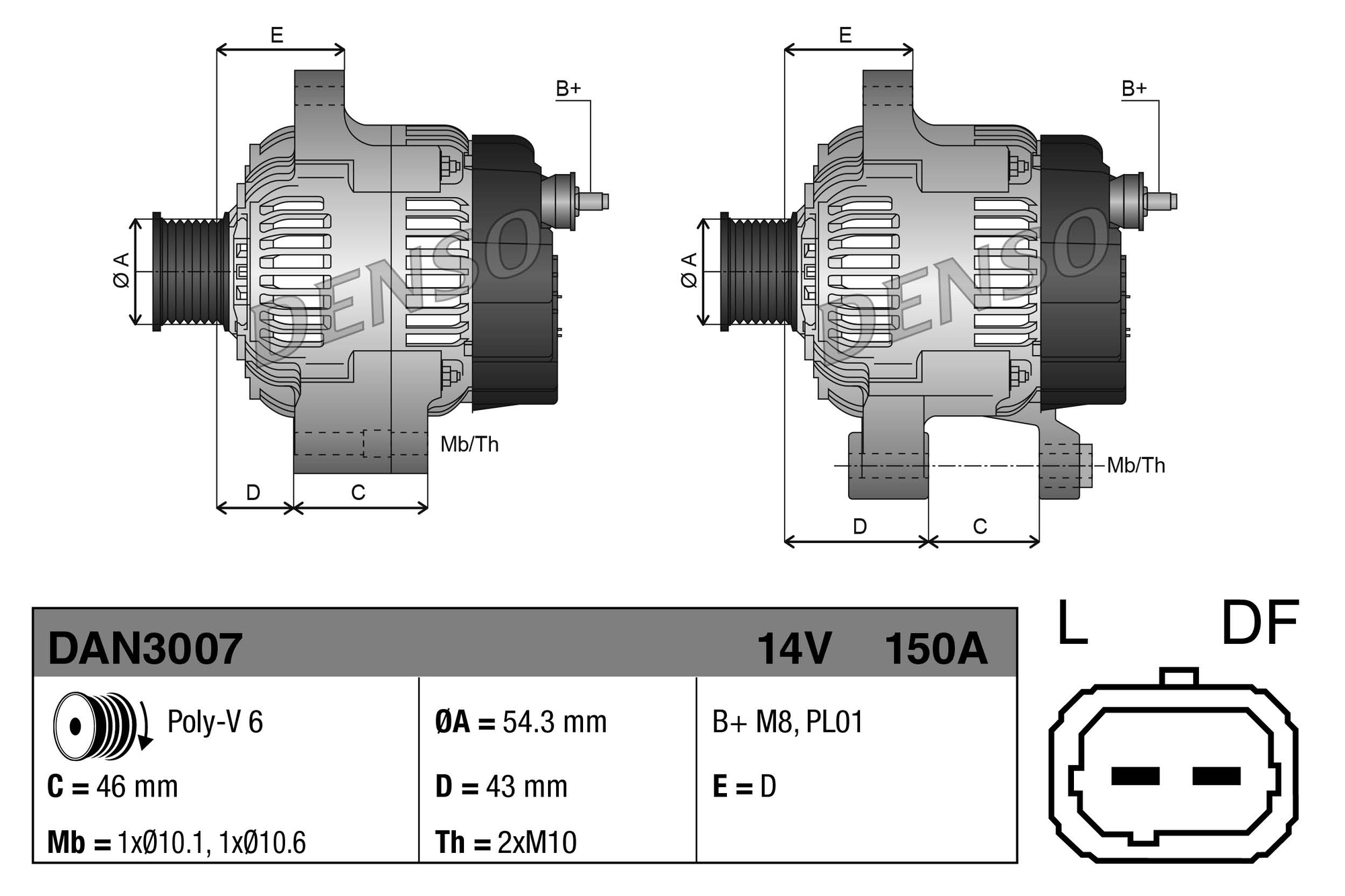 Alternatore DENSO DAN3007