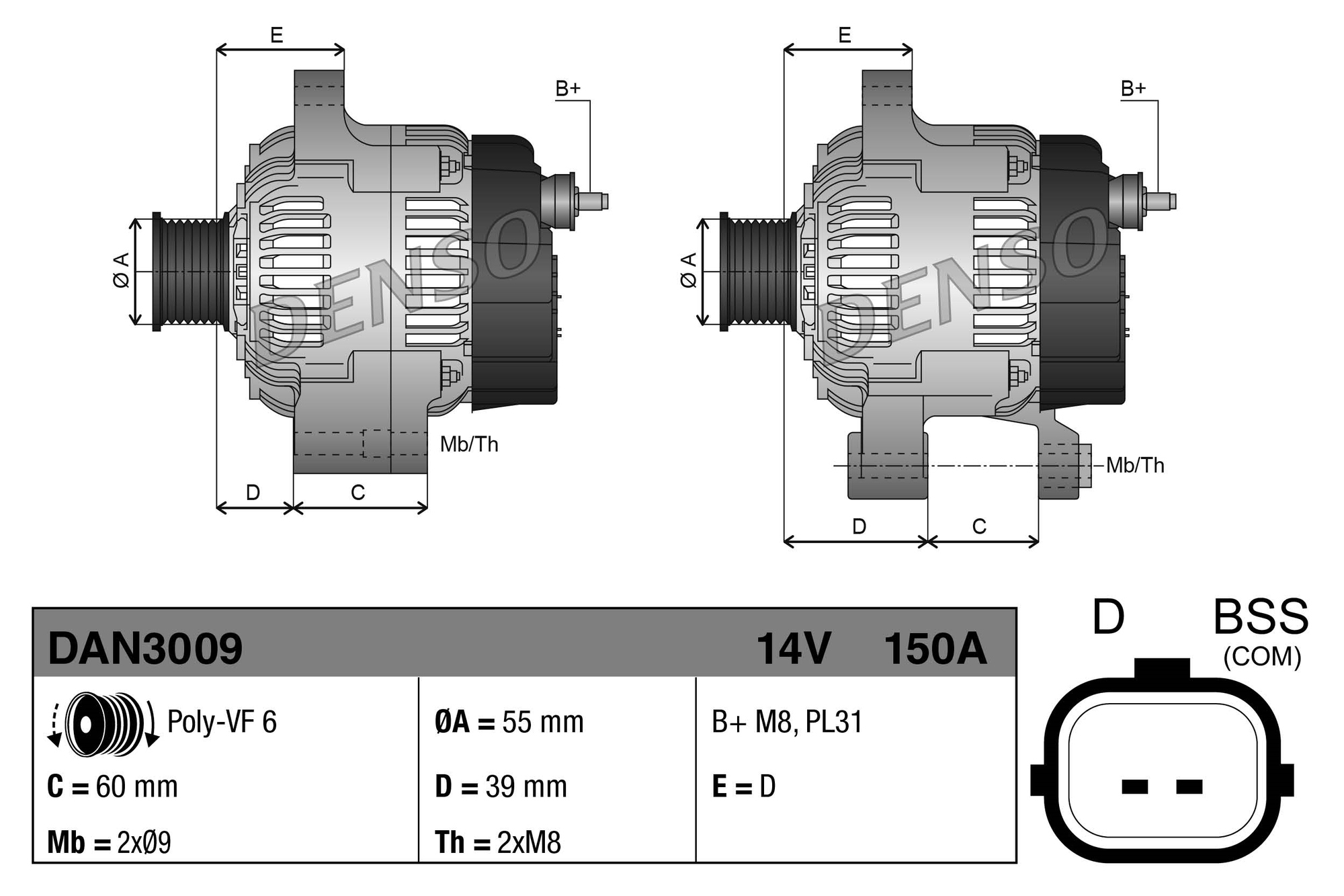 Alternatore DENSO DAN3009
