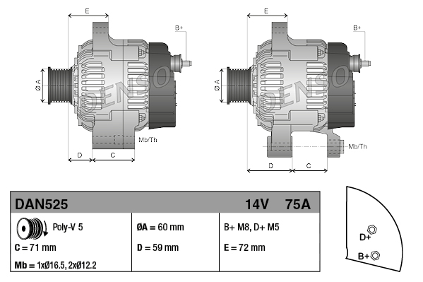 Alternatore DENSO DAN525