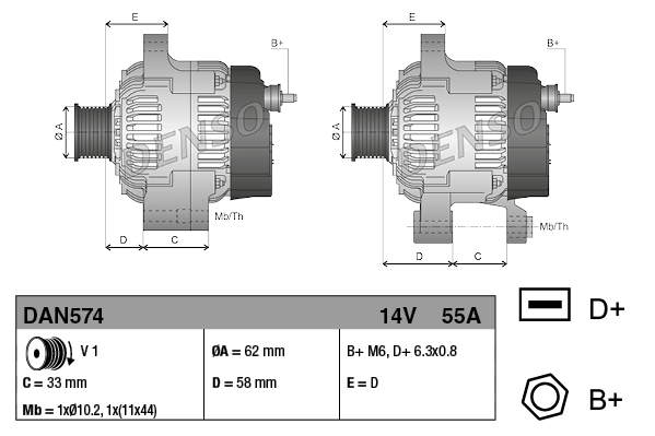 Alternatore DENSO DAN574