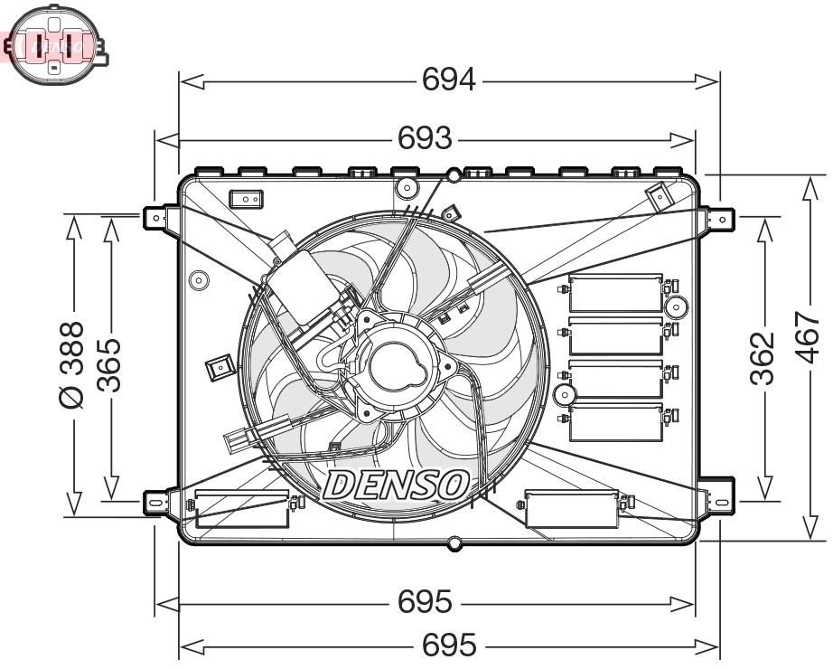 Ventola, raffreddamento motore DENSO DER10010