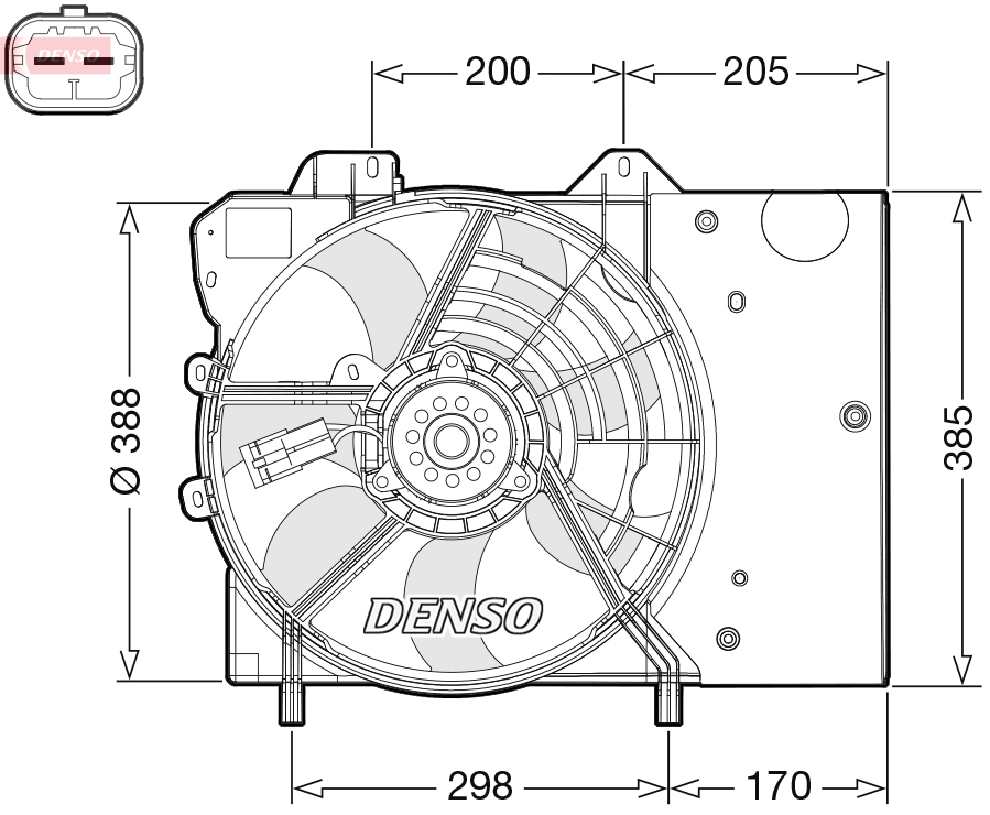 Ventola, raffreddamento motore DENSO DER21024
