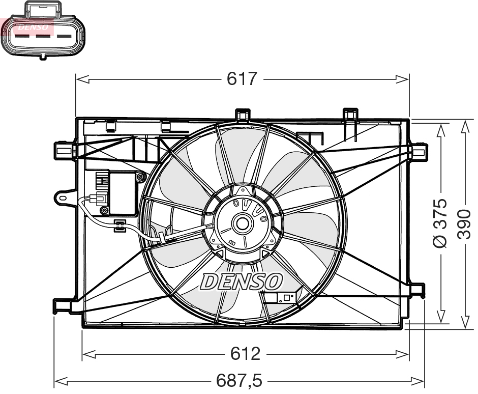 Ventola, raffreddamento motore DENSO DER50003