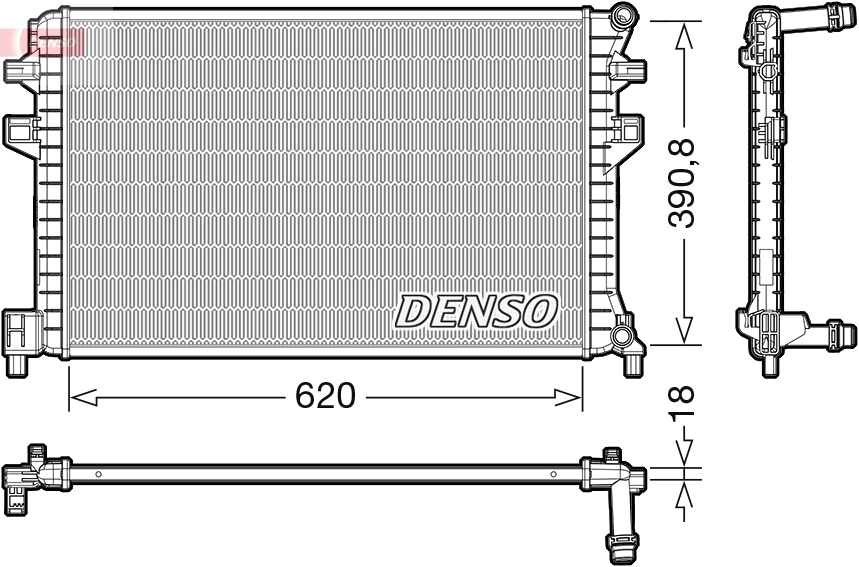 Radiatore, raffreddamento motore DENSO DRM02018