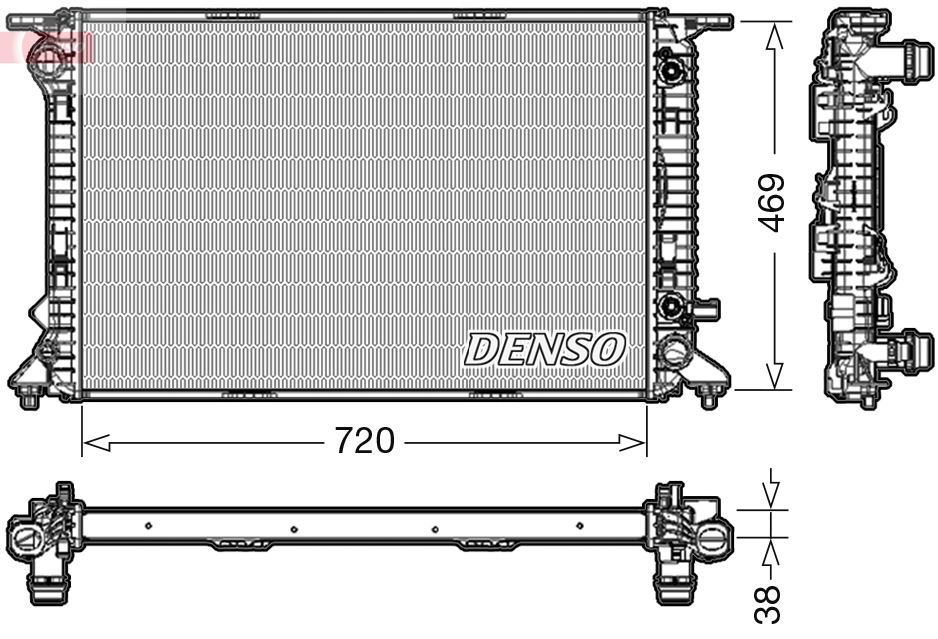 Radiatore, raffreddamento motore DENSO DRM02023