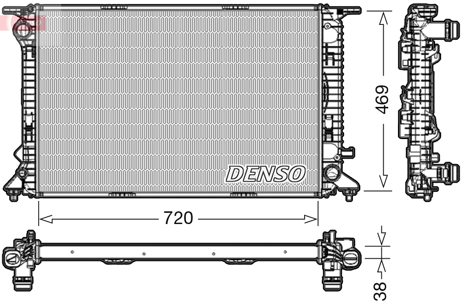 Radiatore, raffreddamento motore DENSO DRM02024