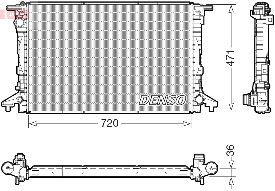 Radiatore, raffreddamento motore DENSO DRM02047