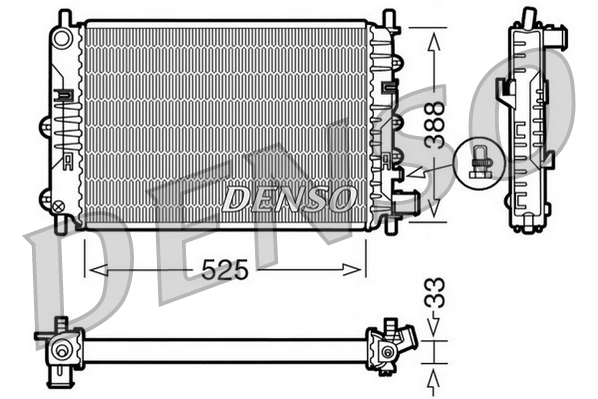 Radiatore, raffreddamento motore DENSO DRM10025