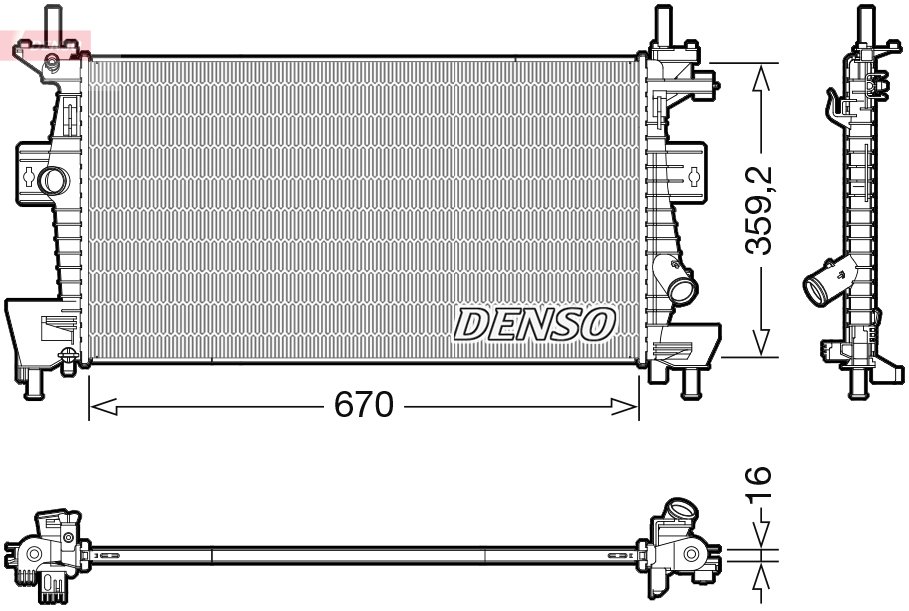 Radiatore, raffreddamento motore DENSO DRM10114