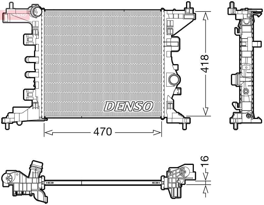 Radiatore, raffreddamento motore DENSO DRM20121