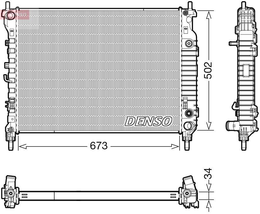Radiatore, raffreddamento motore DENSO DRM20124