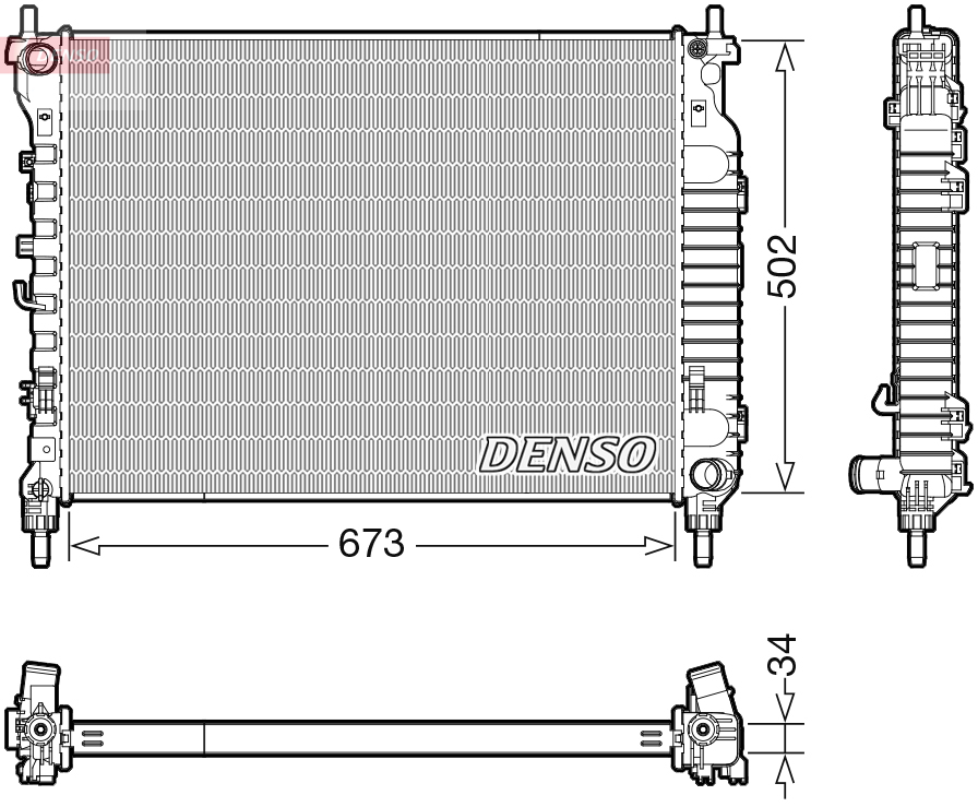 Radiatore, raffreddamento motore DENSO DRM20125