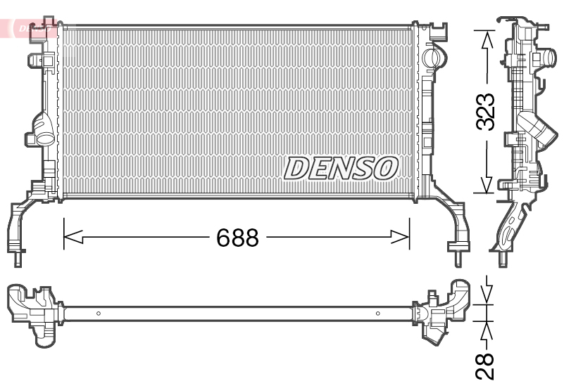 Radiatore, raffreddamento motore DENSO DRM23038