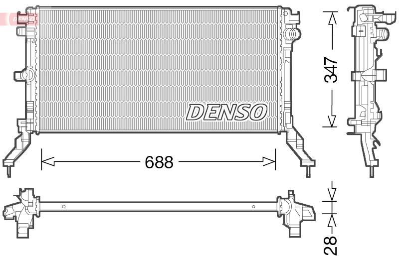 Radiatore, raffreddamento motore DENSO DRM23039