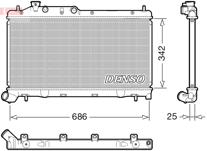 Radiatore, raffreddamento motore DENSO DRM36026