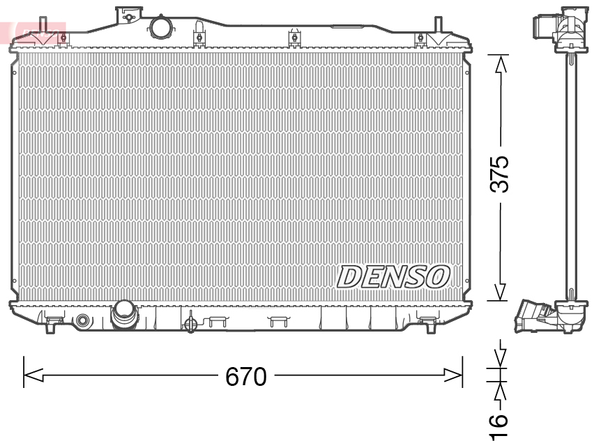 Radiatore, raffreddamento motore DENSO DRM40040