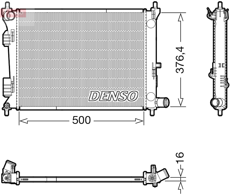 Radiatore, raffreddamento motore DENSO DRM41017