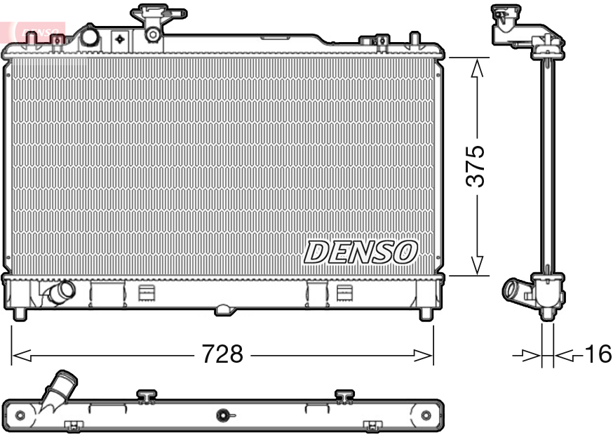 Radiatore, raffreddamento motore DENSO DRM44033