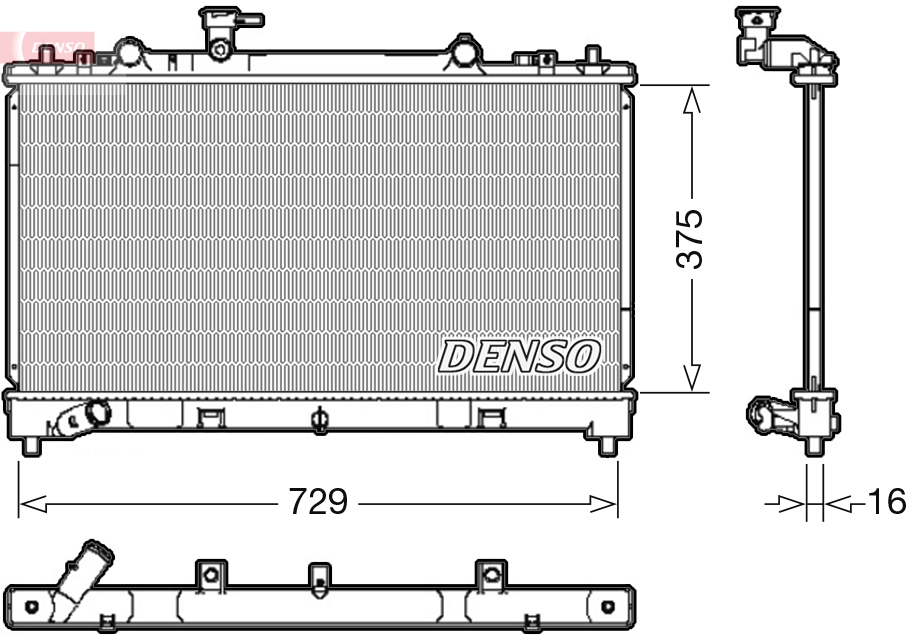 Radiatore, raffreddamento motore DENSO DRM44038