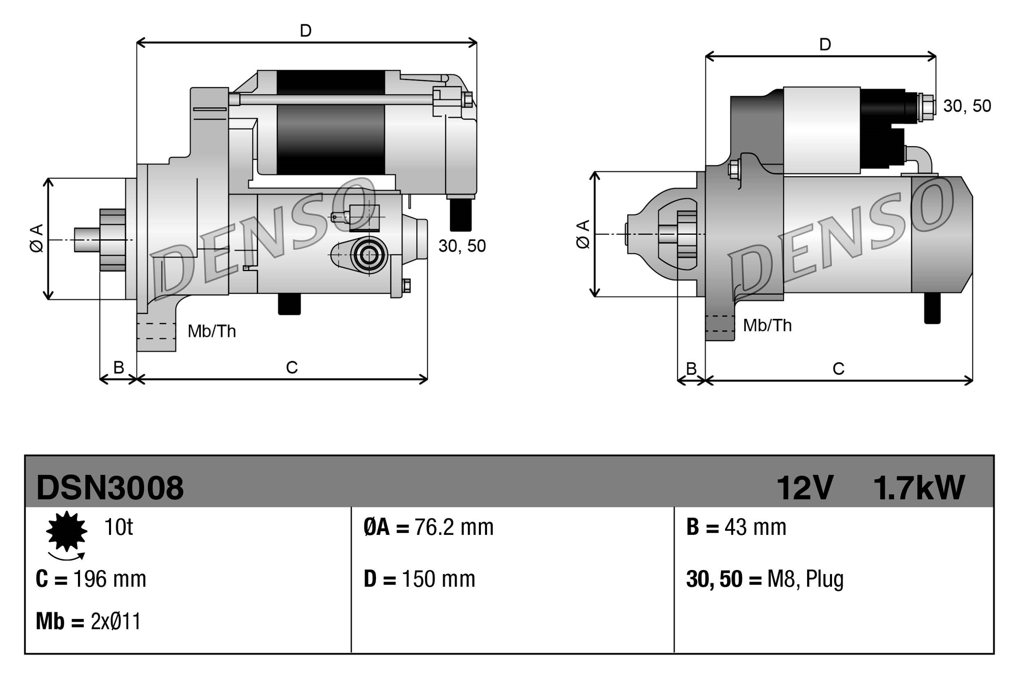 Motorino d'avviamento DENSO DSN3008