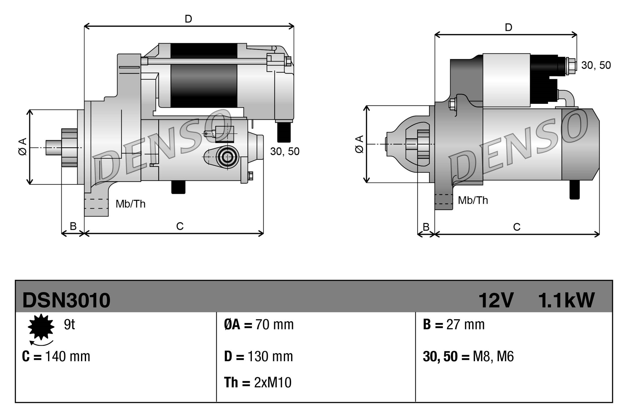 Motorino d'avviamento DENSO DSN3010
