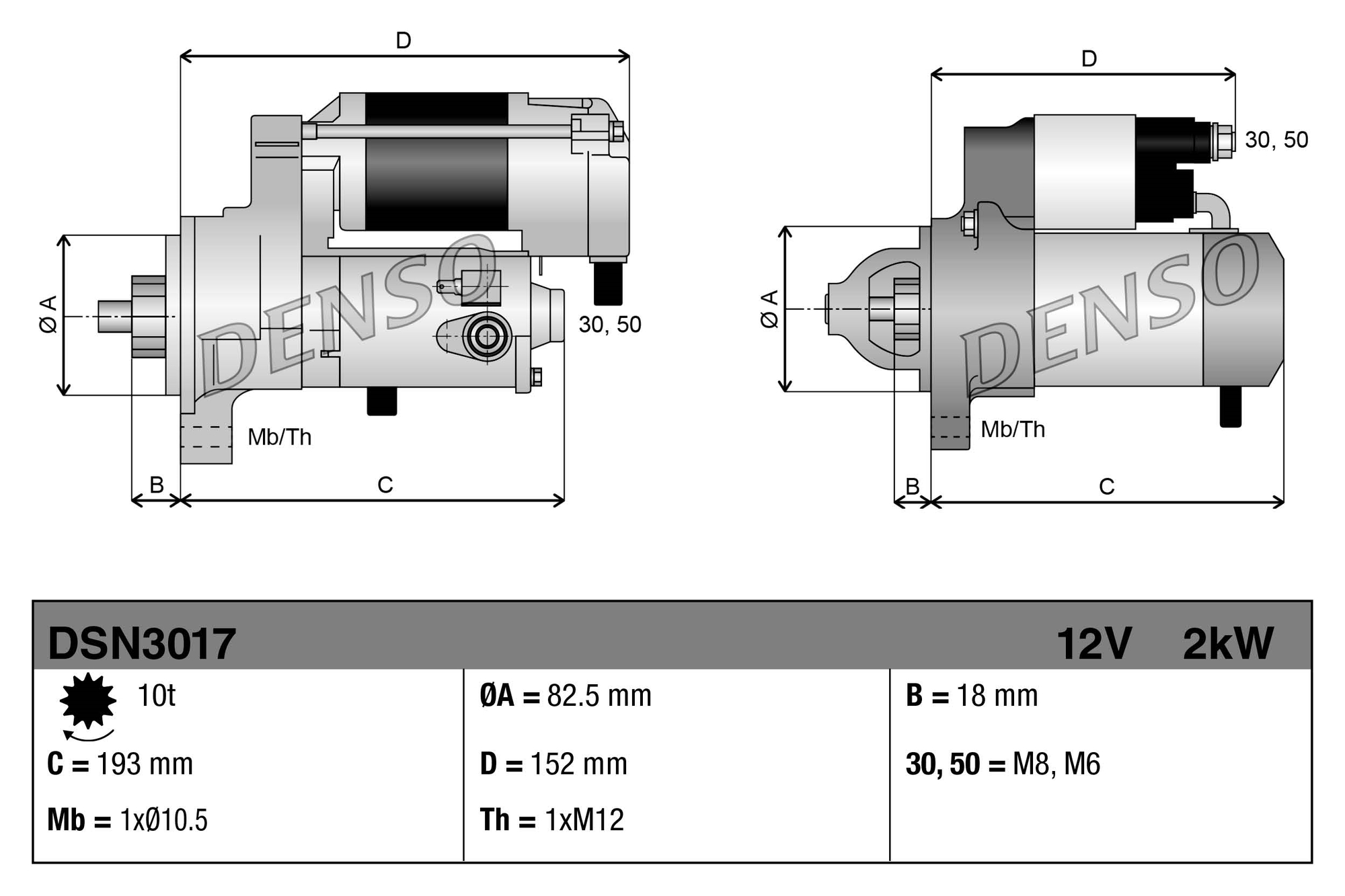 Motorino d'avviamento DENSO DSN3017