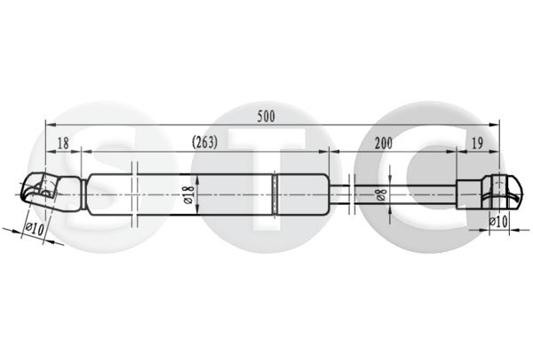 Ammortizzatore pneumatico, cofano motore STC T446813