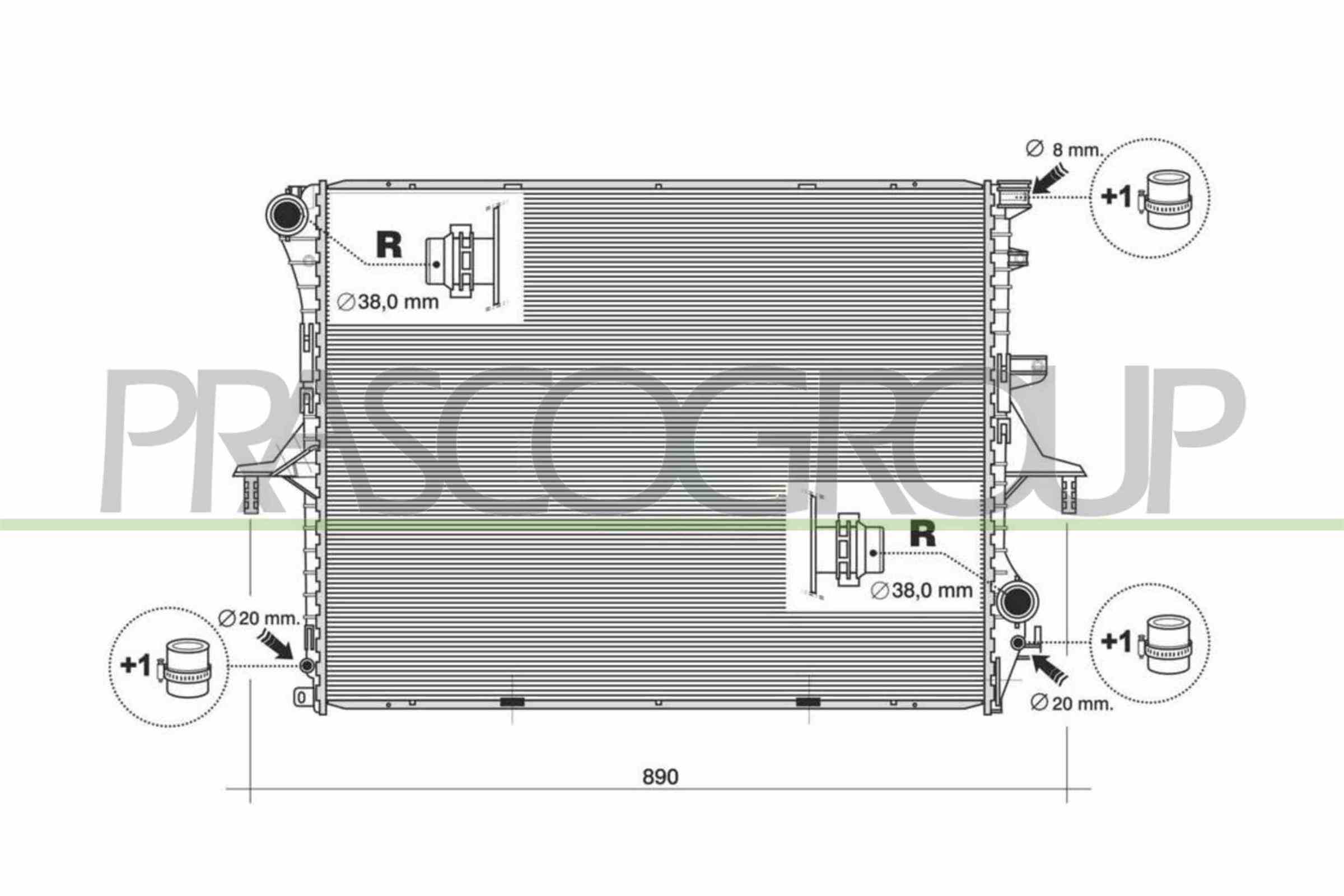 Radiatore, raffreddamento motore PRASCO AD830R002